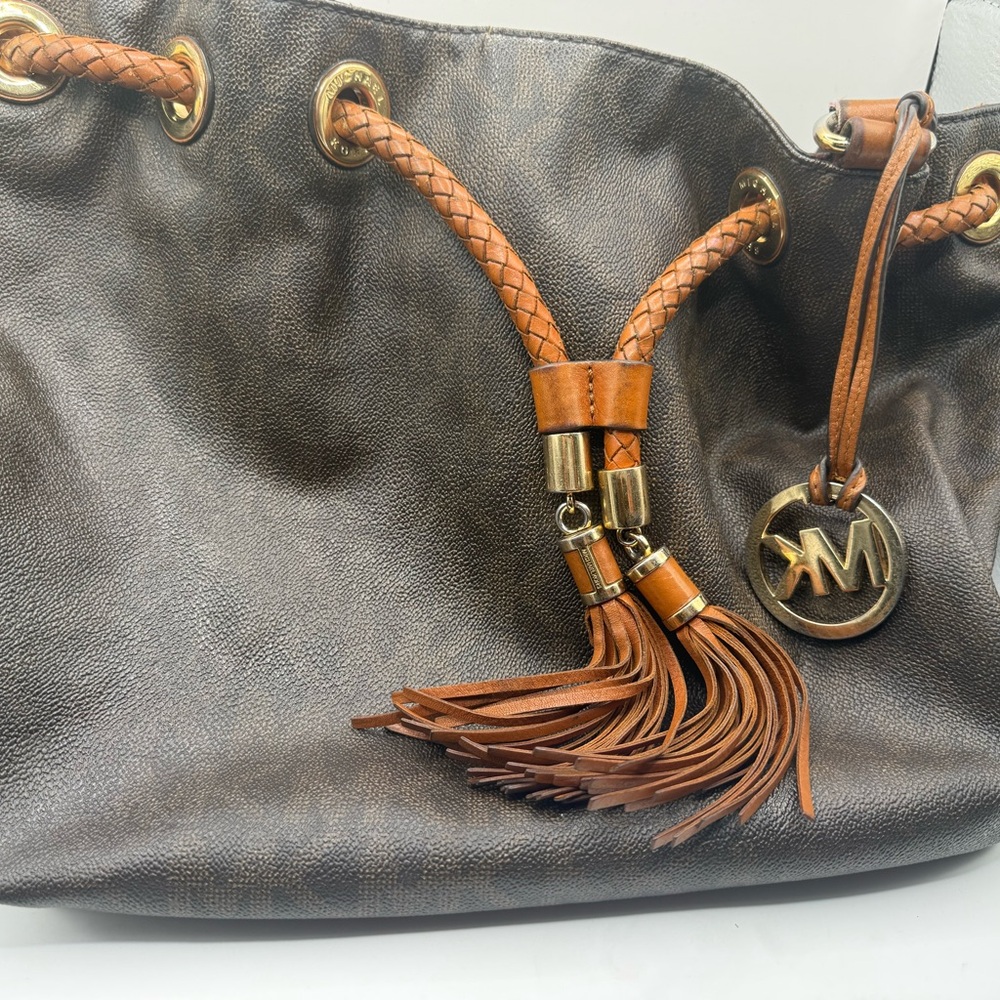 Michael Kors Brown Leather Jet Set Tote Bag